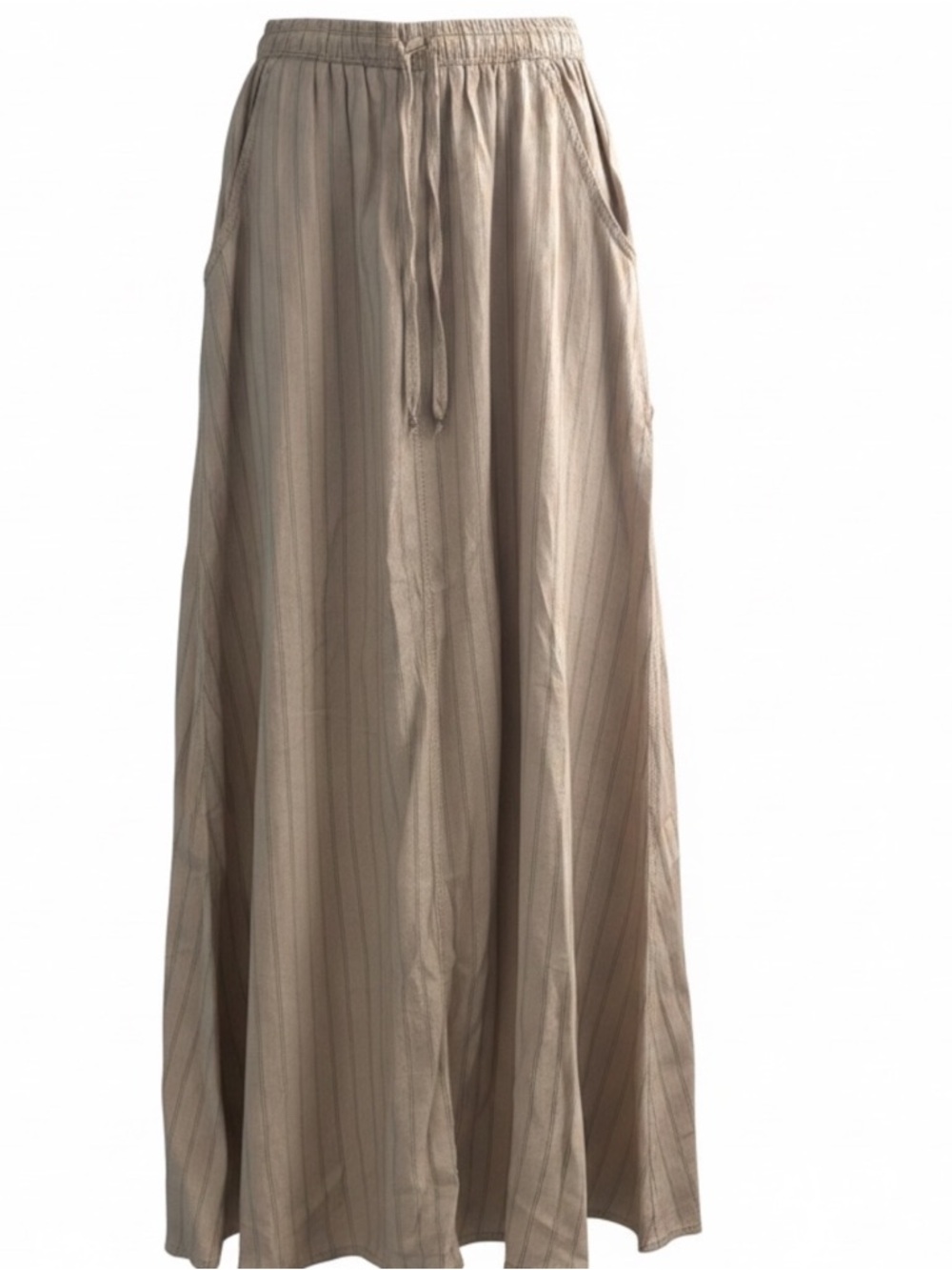 Max Studio Neutral Stripe Drawstring Maxi Skirt